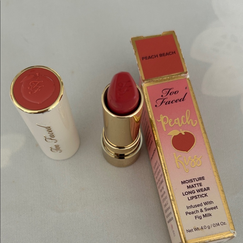 Too Faced Peach Kiss Lipstick - Vibrant Coral